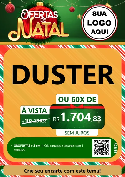 Modelo de Cartaz para Cartaz A4 Vertical com o tema Ofertas de Natal para Concessionaria de Carros