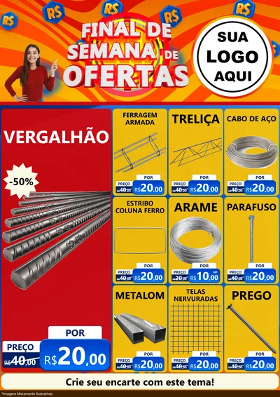 Modelo de Encarte para Encarte A4 Vertical com o tema Final de Semana de Ofertas para Ferragens