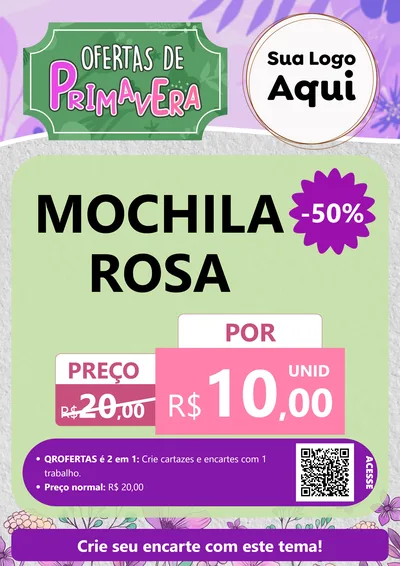Modelo de Cartaz para Cartaz A4 Vertical com o tema Ofertas de Primavera para Papelaria