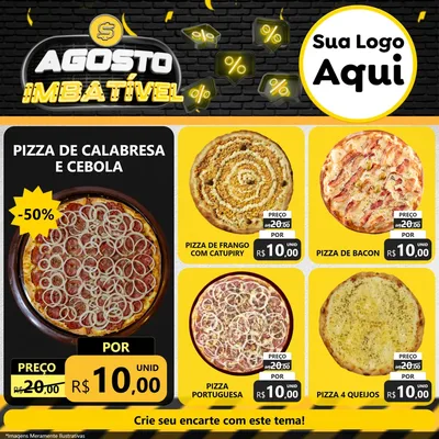 Modelo de Rede Social para Feed Facebook com o tema Agosto Imbatível para Pizzaria