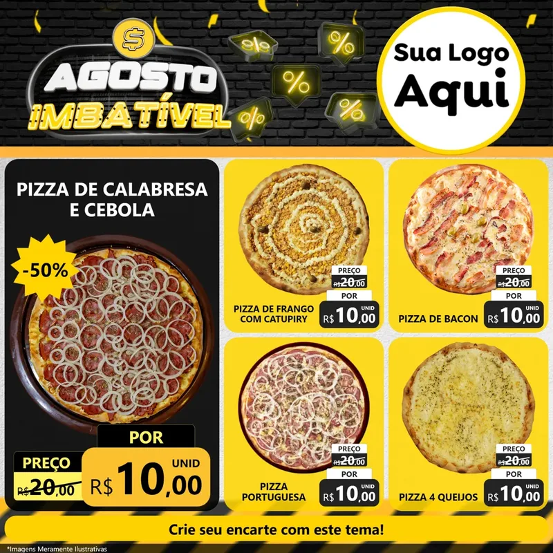 Modelo de Rede Social para Feed Facebook com o tema Agosto Imbatível para Pizzaria