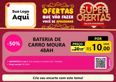 Modelo de Cartaz para Cartaz A4 Horizontal com o tema Dia dos Namorados para Baterias Elétricas