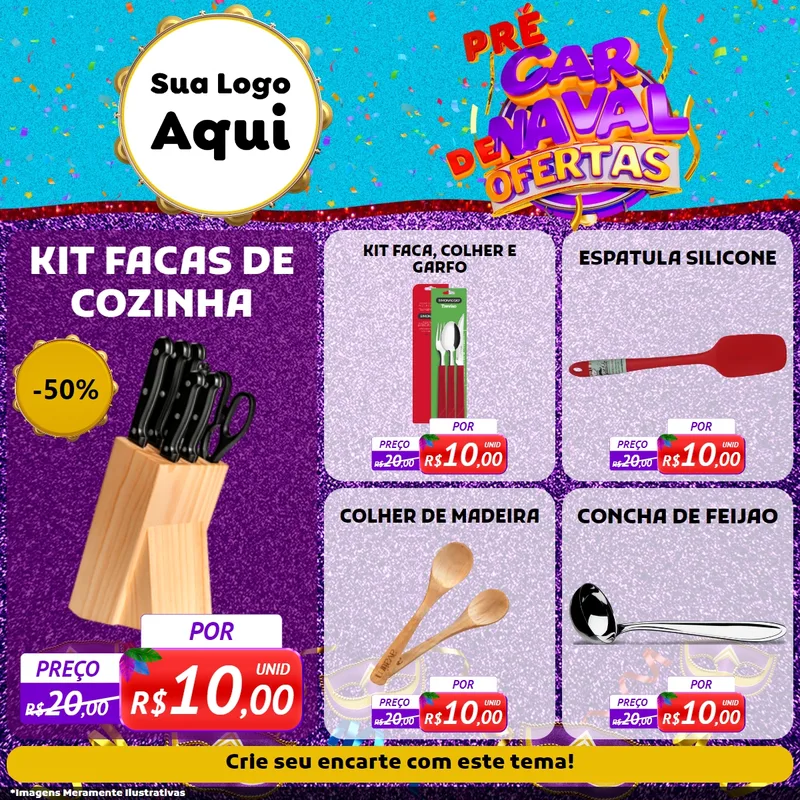 Modelo de Rede Social para Feed Facebook com o tema Pré Carnaval de Ofertas para Utilidades Domésticas
