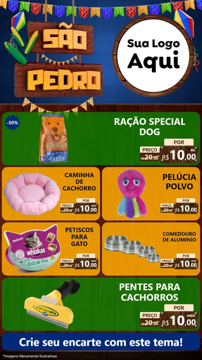 Modelo de TV para TV Vertical com o tema São Pedro para Pet Shop