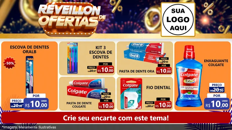 Modelo de TV para TV Horizontal com o tema Réveillon de Ofertas para Higiene Pessoal