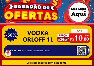 Modelo de Cartaz para Cartaz A4 Horizontal com o tema Sabadão de Ofertas para Distribuidora de bebidas