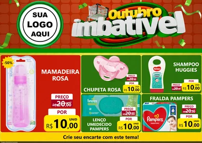 Modelo de Encarte para Encarte A4 Horizontal com o tema Outubro Imbatível para Bebês