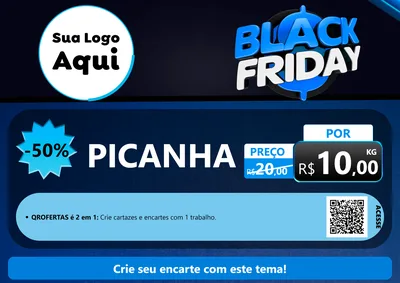 Modelo de Cartaz para Cartaz A4 Horizontal com o tema Black Friday para Açougue