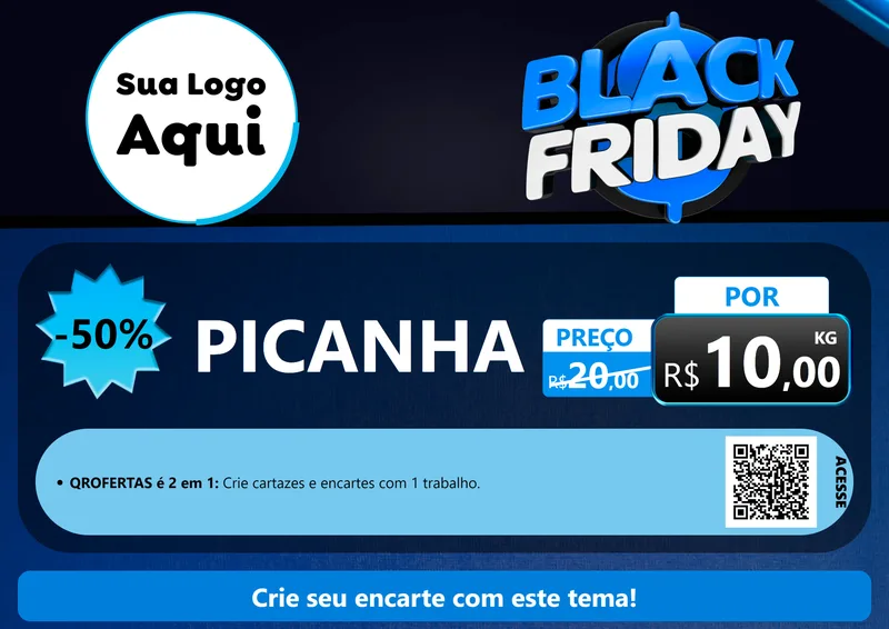 Modelo de Cartaz para Cartaz A4 Horizontal com o tema Black Friday para Açougue