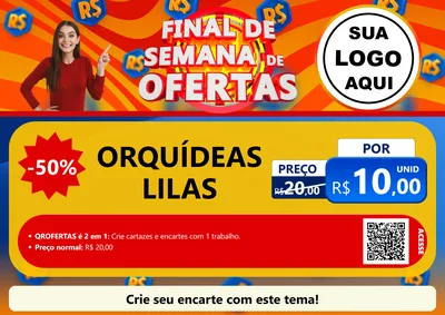 Modelo de Cartaz para Cartaz A4 Horizontal com o tema Final de Semana de Ofertas para Floricultura e jardim