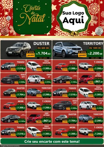 Modelo de Encarte para Encarte A4 Vertical com o tema Natal de Ofertas para Concessionaria de Carros
