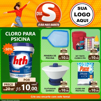 Modelo de Rede Social para Feed Facebook com o tema Dia S - O Dia Mais Barato para Produtos para Piscina