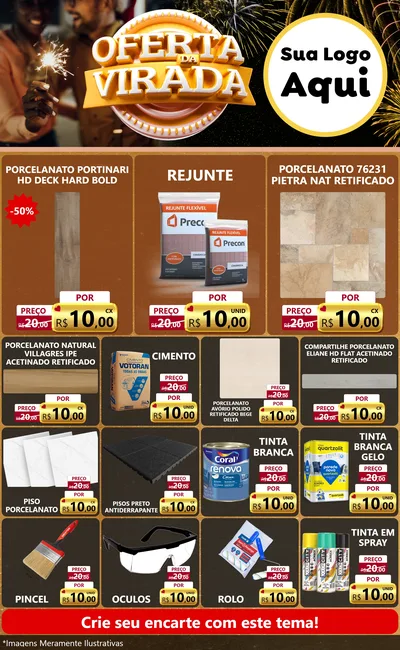 Modelo de Encarte para Encarte Grande com o tema Oferta da Virada para Pisos e revestimentos