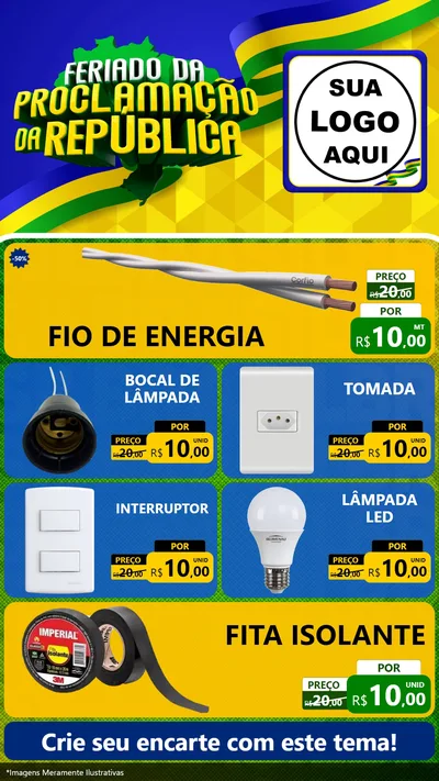 Modelo de TV para TV Vertical com o tema Feriado da Proclamação da República para Materiais Elétricos