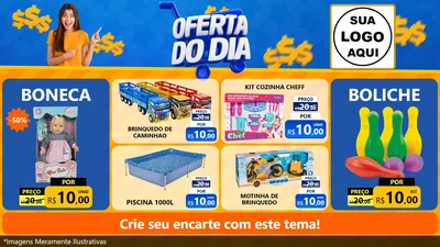 Modelo de TV para TV Horizontal com o tema Oferta do Dia para Brinquedos
