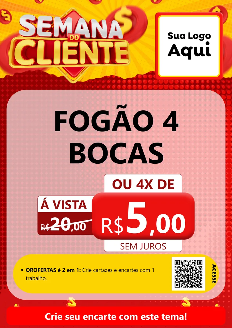 Modelo de Cartaz para Cartaz A4 Vertical com o tema Semana do Cliente para Móveis e Eletro