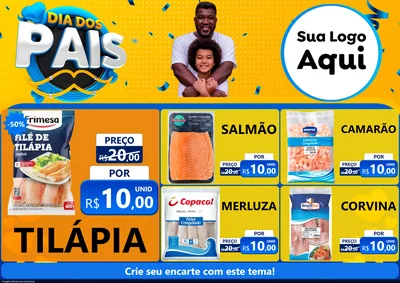 Modelo de Encarte para Encarte A4 Horizontal com o tema Dia dos Pais para Peixaria
