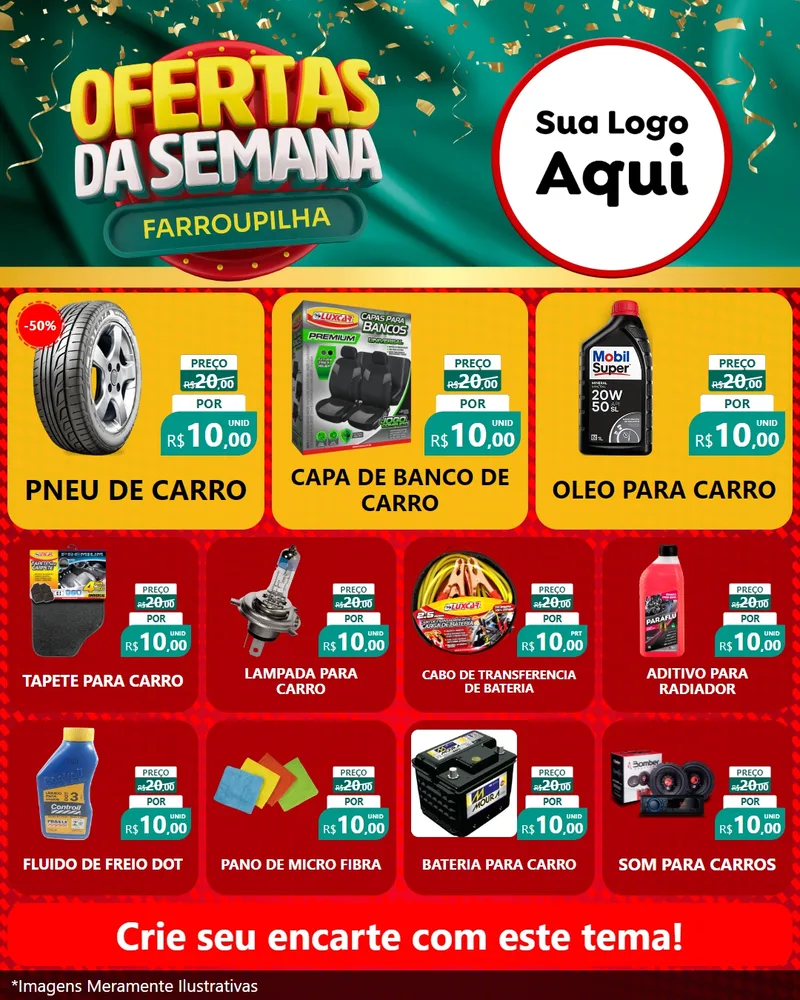 Modelo de Rede Social para Feed Instagram com o tema Ofertas da Semana Farroupilha para Auto peças