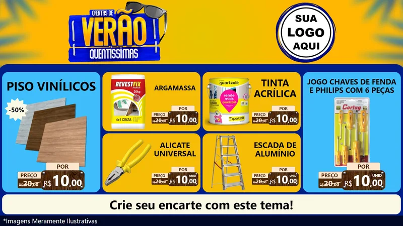 Modelo de TV para TV Horizontal com o tema Ofertas de Verão Quentíssimas para Material para Construção