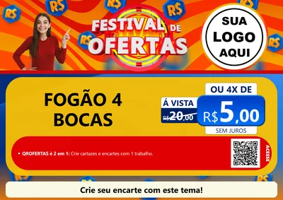 Modelo de Cartaz para Cartaz A4 Horizontal com o tema Festival de Ofertas para Móveis e Eletro