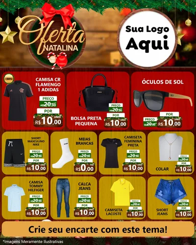 Modelo de Rede Social para Feed Instagram com o tema Ofertas Natalina para Roupas e acessórios