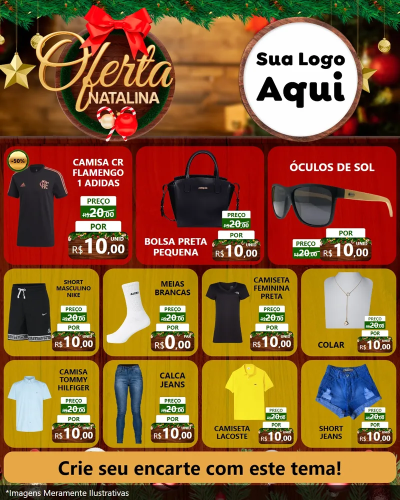 Modelo de Rede Social para Feed Instagram com o tema Ofertas Natalina para Roupas e acessórios
