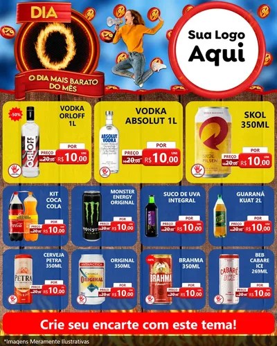 Modelo de Rede Social para Feed Instagram com o tema Dia O - O Dia Mais Barato Do Mês para Distribuidora de bebidas