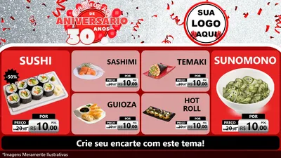 Modelo de TV para TV Horizontal com o tema Promoção de Aniversário - 30 Anos para Comida japonesa