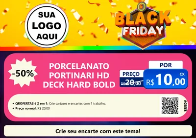 Modelo de Cartaz para Cartaz A4 Horizontal com o tema Black Friday para Pisos e revestimentos