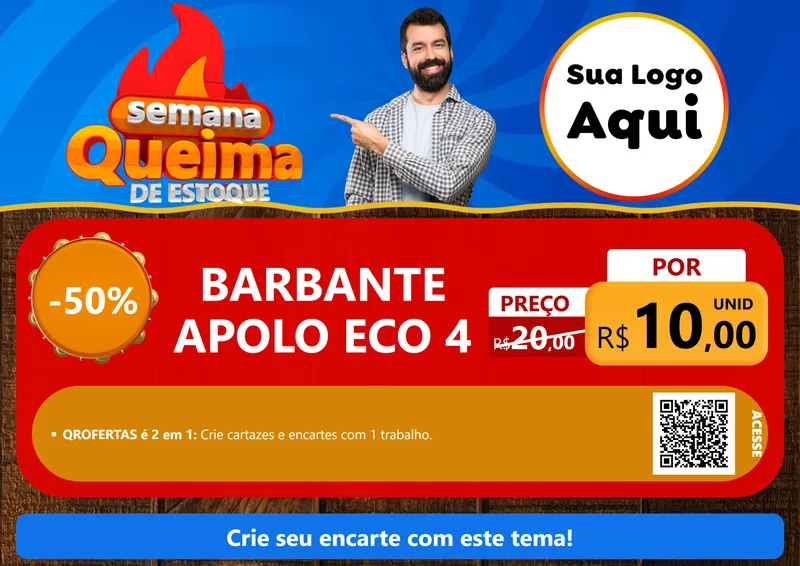 Modelo de Cartaz para Cartaz A4 Horizontal com o tema Semana Queima de Estoque para Armarinho e Aviamentos