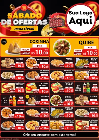 Modelo de Encarte para Encarte A4 Vertical com o tema Sábado de Ofertas Imbatíveis para Salgadaria