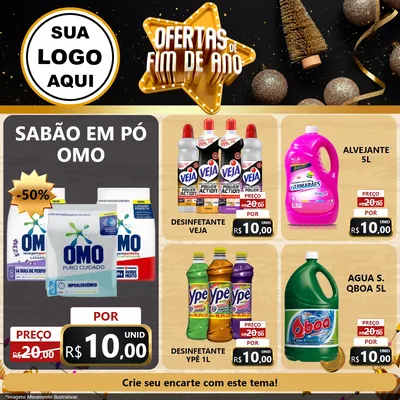 Modelo de Rede Social para Feed Facebook com o tema Ofertas de Fim de Ano para Produtos de Limpeza