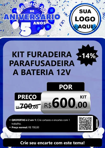 Modelo de Cartaz para Cartaz A4 Vertical com o tema Promoção de Aniversário - 5 Anos para Maquinas e Ferramentas