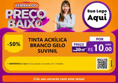 Modelo de Cartaz para Cartaz A4 Horizontal com o tema Semana do Preço Baixo para Tintas e Ferramentas
