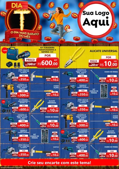 Modelo de Encarte para Encarte A4 Vertical com o tema Dia T - O Dia Mais Barato Do Mês para Maquinas e Ferramentas