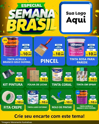 Modelo de Rede Social para Feed Instagram com o tema Especial Semana do Brasil para Tintas e Ferramentas