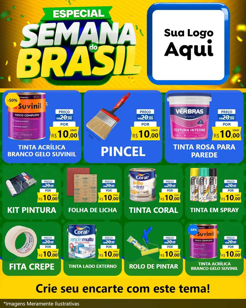Modelo de Rede Social para Feed Instagram com o tema Especial Semana do Brasil para Tintas e Ferramentas