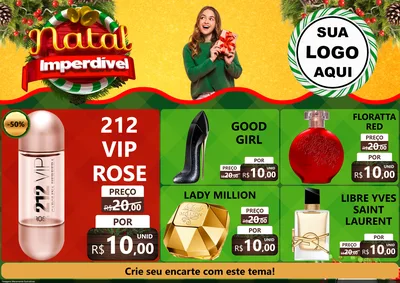 Modelo de Encarte para Encarte A4 Horizontal com o tema Natal Imperdível para Perfumes