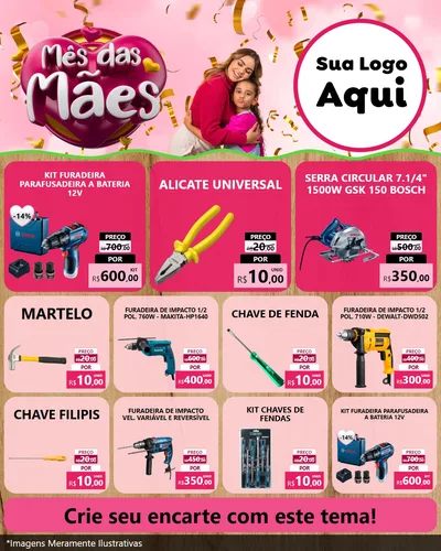 Modelo de Rede Social para Feed Instagram com o tema Mês das Mães para Maquinas e Ferramentas