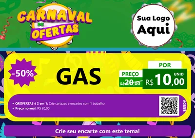Modelo de Cartaz para Cartaz A4 Horizontal com o tema Carnaval de Ofertas para Água e gás