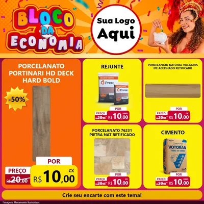 Modelo de Rede Social para Feed Facebook com o tema Bloco da Economia para Pisos e revestimentos
