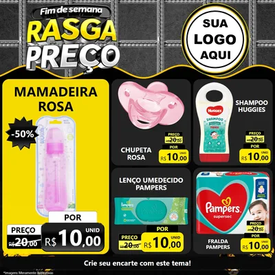 Modelo de Rede Social para Feed Facebook com o tema Fim de Semana Rasga Preço para Bebês