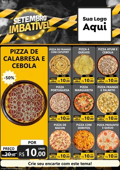 Modelo de Encarte para Encarte A4 Vertical com o tema Setembro Imbatível para Pizzaria