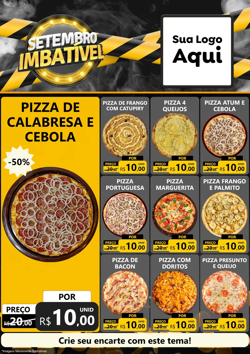 Modelo de Encarte para Encarte A4 Vertical com o tema Setembro Imbatível para Pizzaria
