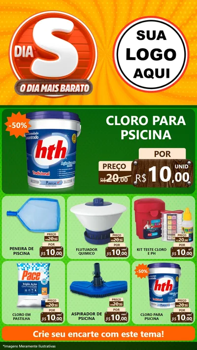 Modelo de Rede Social para Stories com o tema Dia S - O Dia Mais Barato para Produtos para Piscina