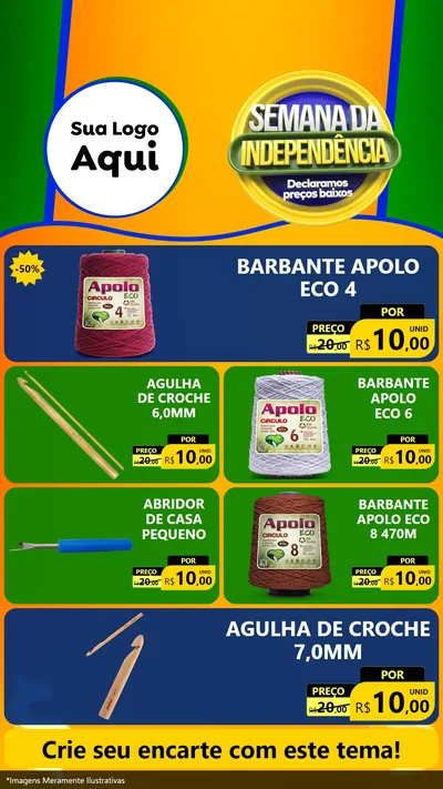 Modelo de TV para TV Vertical com o tema Semana da Independência Declaramos Preços Baixos para Armarinho e Aviamentos