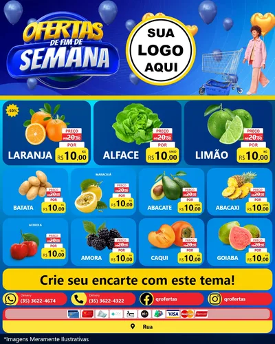 Modelo de Rede Social para Feed Instagram com o tema Ofertas de Fim de Semana para Hortifrúti