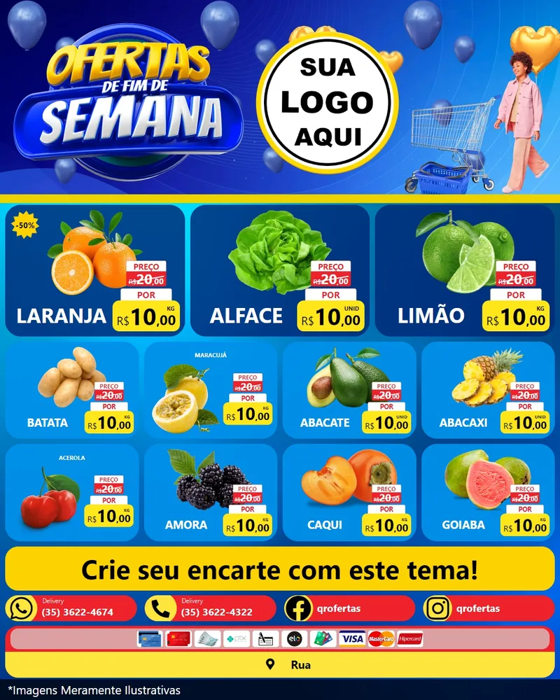 Modelo de Rede Social para Feed Instagram com o tema Ofertas de Fim de Semana para Hortifrúti
