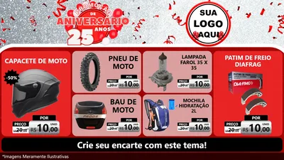 Modelo de TV para TV Horizontal com o tema Promoção de Aniversário - 25Anos para Moto peças