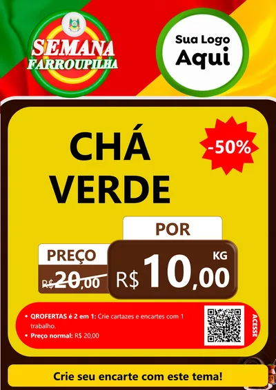 Modelo de Cartaz para Cartaz A4 Vertical com o tema Semana Farroupilha para Produtos Naturais